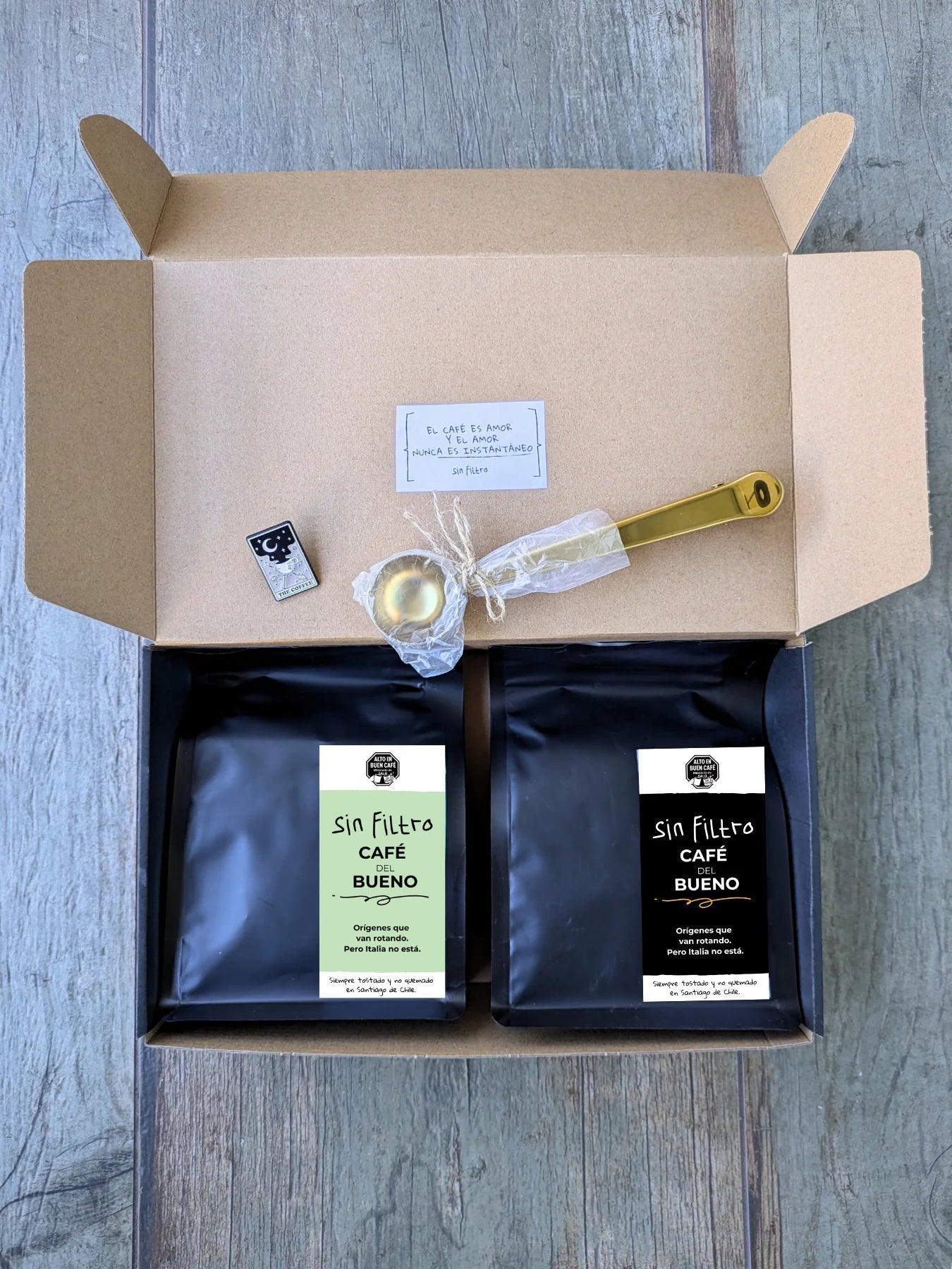 Kit Regalo Doble: 2 Cafés + Cuchara Cafetera - Café Sin Filtro